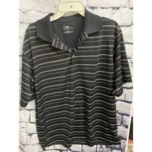 PGA‎ Tour Mens Black White Stripes Polo Golf Shirt SIZE LARGE